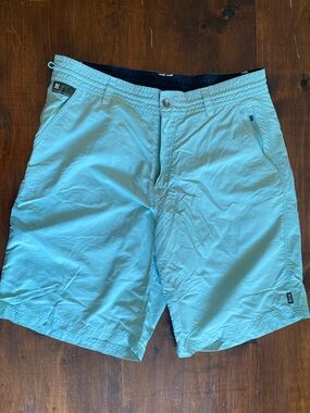 Howler Brothers Light Aqua and Navy Swim Trunks